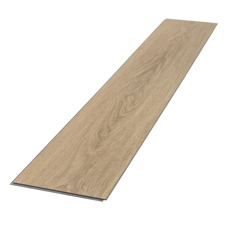 Lange Holzplatte in heller Eiche auf weißem Hintergrund.