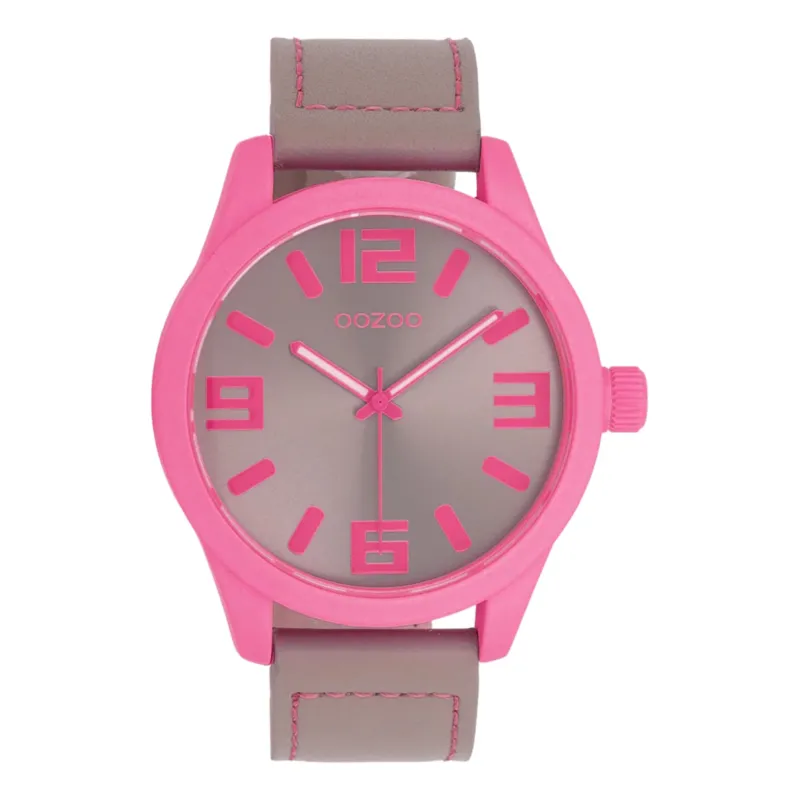 Damenuhr Timepieces Taupe / Neon-Pink C0906 • OOZOO