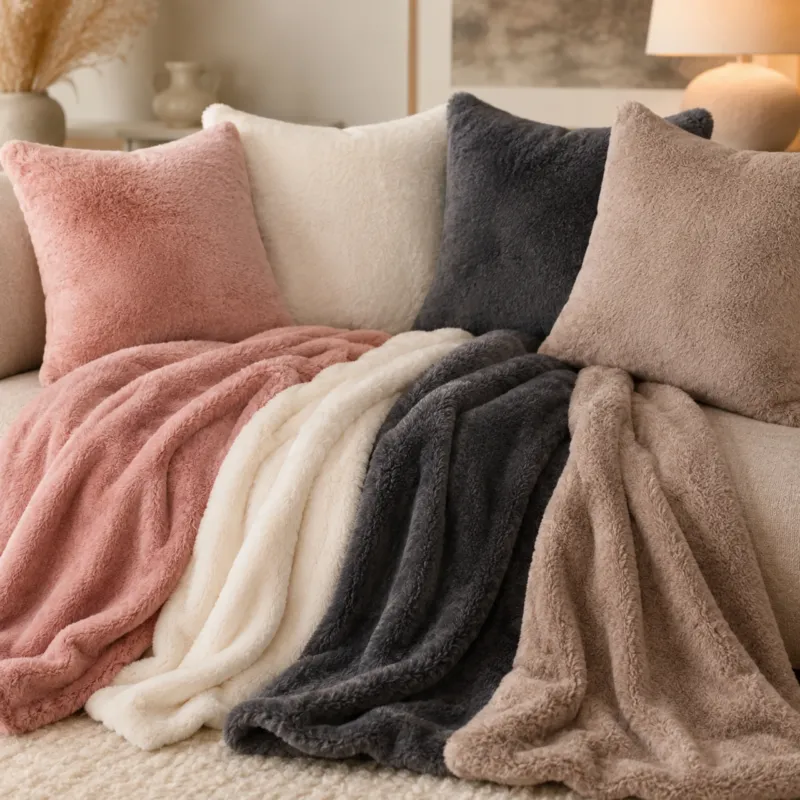 MOON - Sable - mit Hasenfelloptik - Kissenhülle/Füllkissen/Decke - super soft