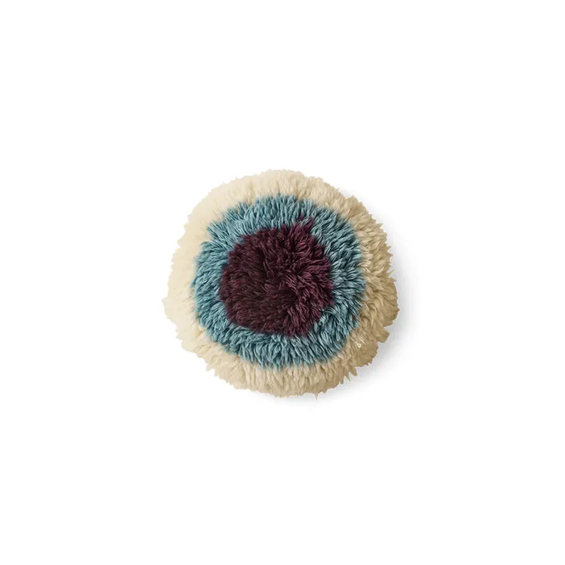 HKliving Fluffy Cushion Eye Catcher – rundes Wollkissen, Ø 40 cm