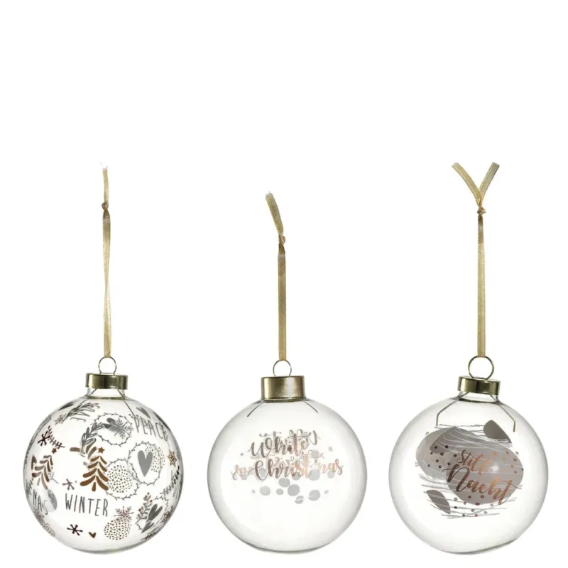Weihnachtsbaumkugeln NEVE 3er-Set 8 cm mit Spruch von LEONARDO