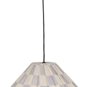 Abat-jour plissé pour suspension en voile de coton à carreaux bleu 50 cm Ava - Nobodinoz - The Cool Republic