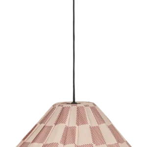 Abat-jour plissé pour suspension en voile de coton à carreaux rouge et rose 50 cm Ava - Nobodinoz - The Cool Republic