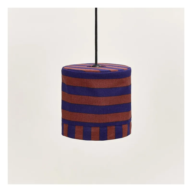 Abat-jour pour suspension en coton bio à rayures bordeaux et bleu foncé 20 cm Linda - Nobodinoz - The Cool Republic