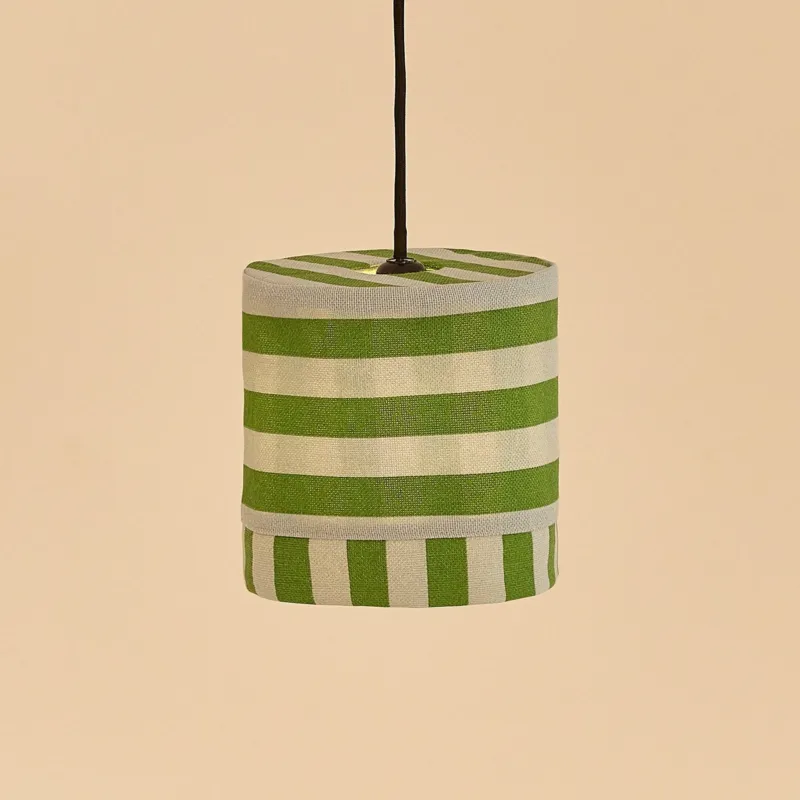 Abat-jour pour suspension en coton bio à rayures vert et bleu 20 cm Linda - Nobodinoz - The Cool Republic