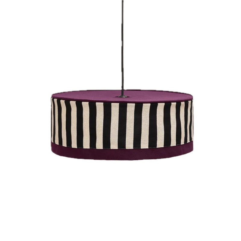 Abat-jour pour suspension en coton bio violet, noir et beige 50 cm Paul - Nobodinoz - The Cool Republic