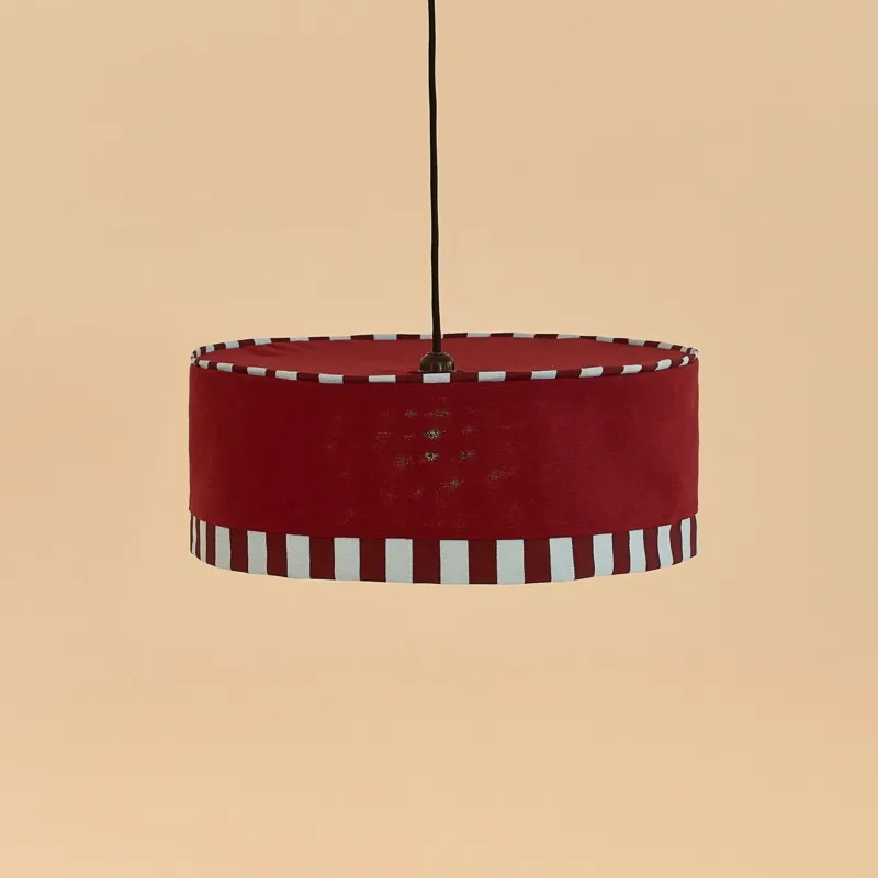 Abat-jour pour suspension en coton bio violet prune rose et jaune curry 50 cm Paul - Nobodinoz - The Cool Republic