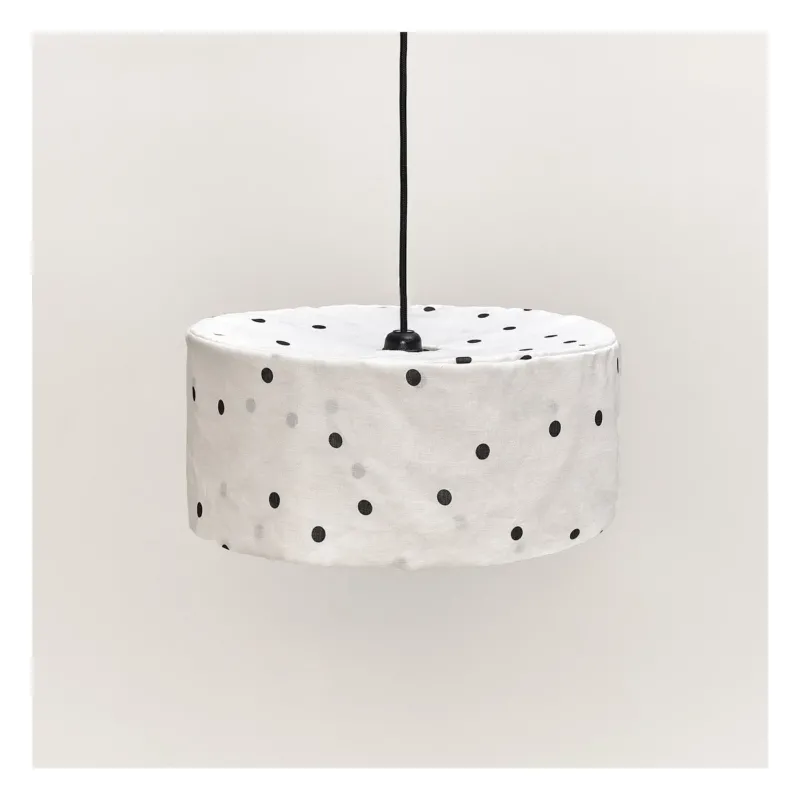 Abat-jour pour suspension en lin à pois noirs 40 cm Vibes - Nobodinoz - The Cool Republic