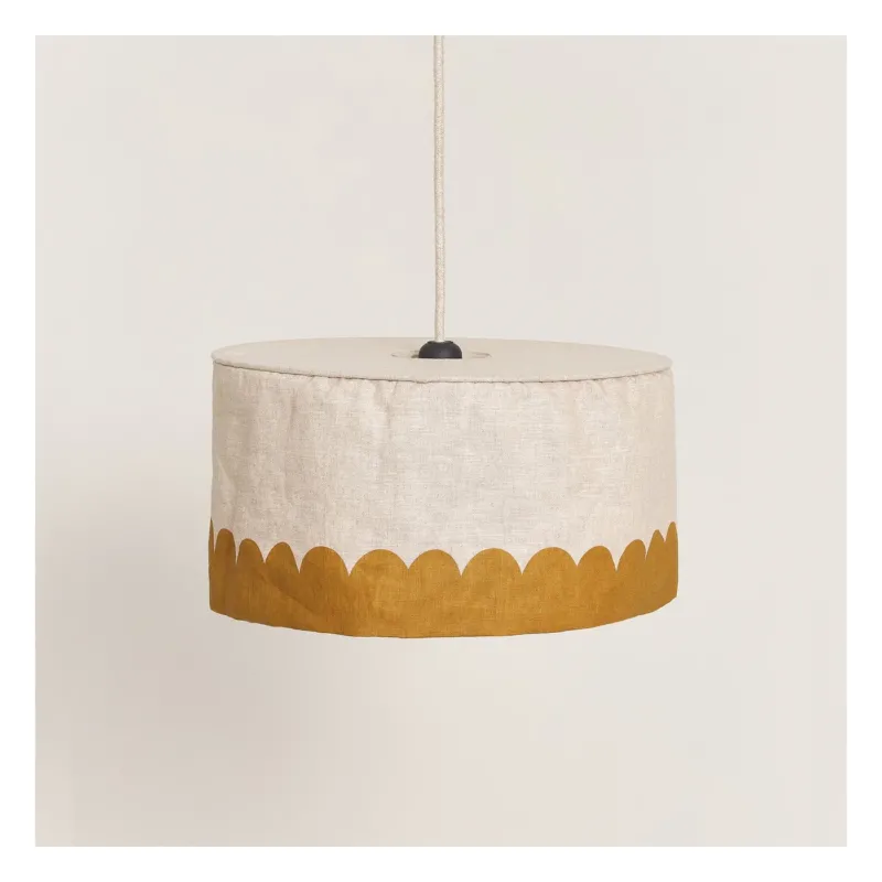 Abat-jour pour suspension en lin français jaune moutarde 40 cm Vibes - Nobodinoz - The Cool Republic