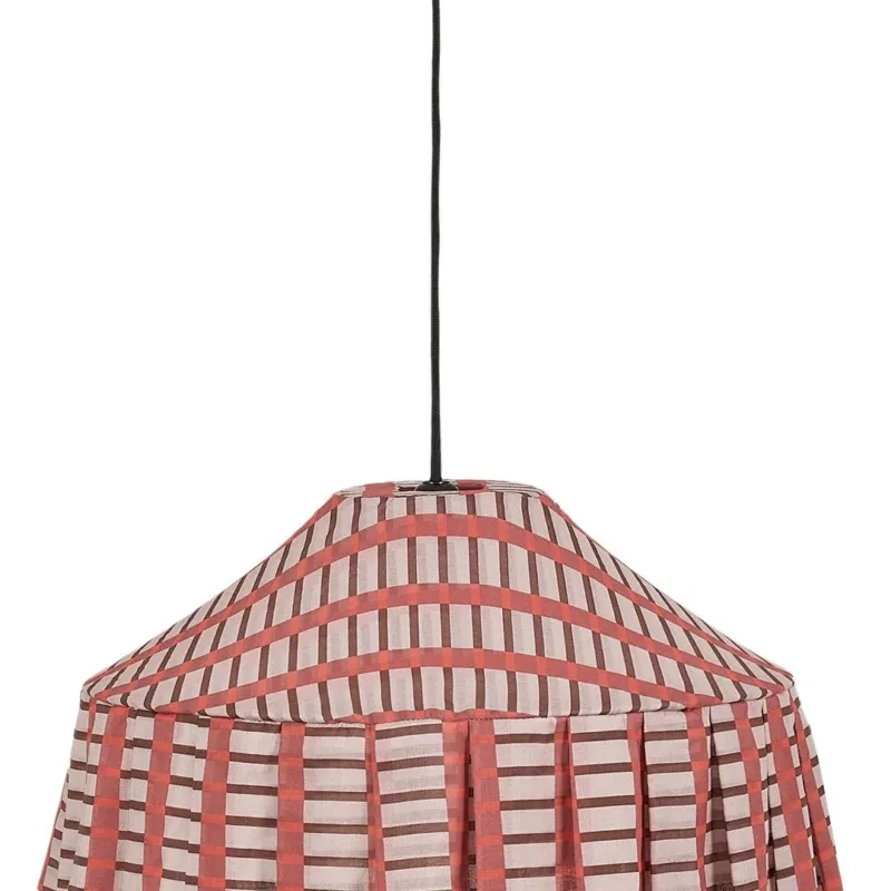 Abat-jour pour suspension en voile de coton bio à carreaux marron et rouge 50cm Nicole - Nobodinoz - The Cool Republic