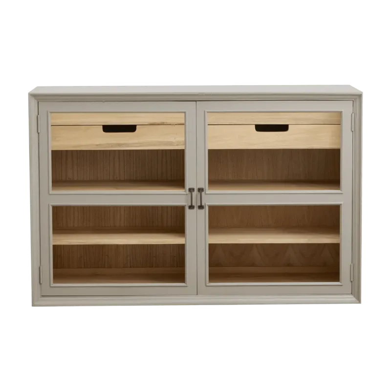 Armoire vitrine en bois gris 148x44x96,5cm Viva - Nordal - The Cool Republic