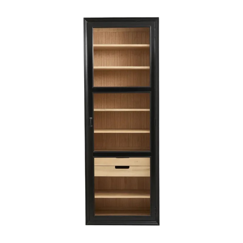 Armoire vitrine en bois noir 76x44x210cm Viva - Nordal - The Cool Republic