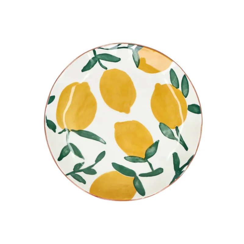 Assiette à dessert en porcelaine blanche et jaune citron 20,3cm - Pomax - The Cool Republic