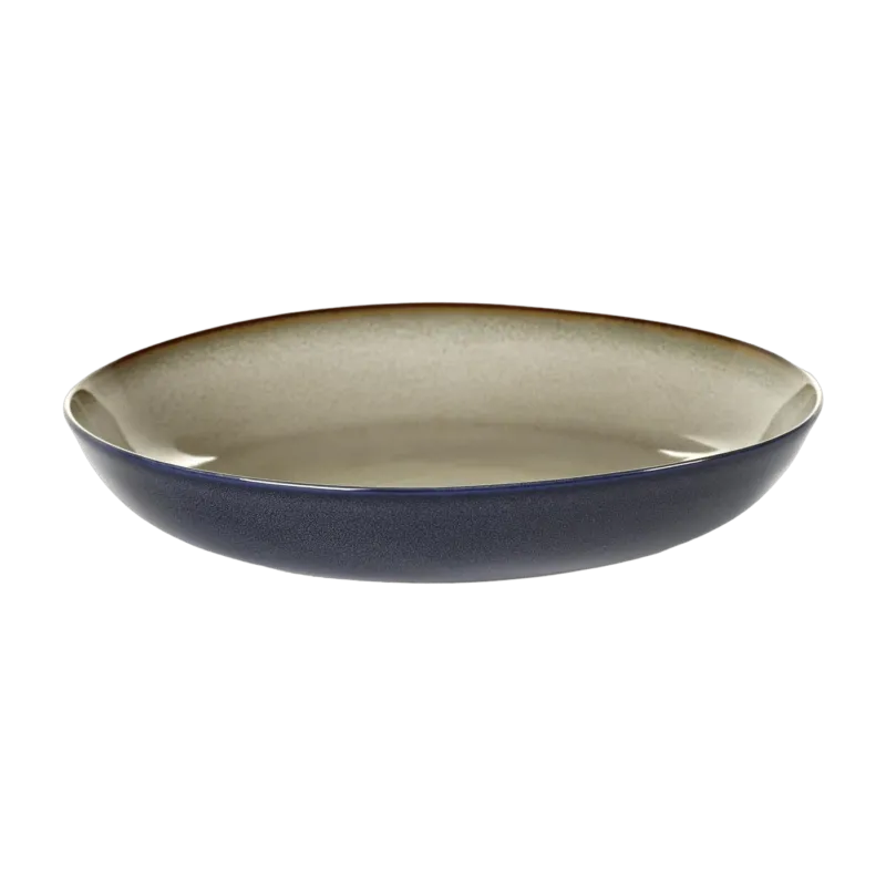 Assiette creuse 23,5 cm gris et bleu foncé Terres de Rêves - Serax - The Cool Republic