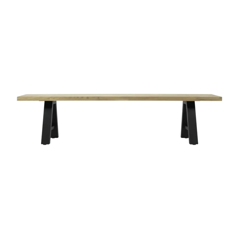 Banc en teck massif et structure noire 265x40 cm Matteo - Vincent Sheppard - The Cool Republic