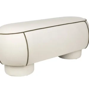 Banc ovale rétro en tissu blanc 121x44cm Luma - The Cool Republic - The Cool Republic