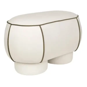 Banc ovale rétro en tissu blanc 77,5x45,5cm Luma - The Cool Republic - The Cool Republic