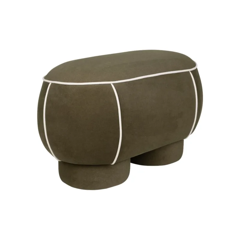 Banc ovale rétro en tissu vert 77,5x45,5cm Luma - The Cool Republic - The Cool Republic