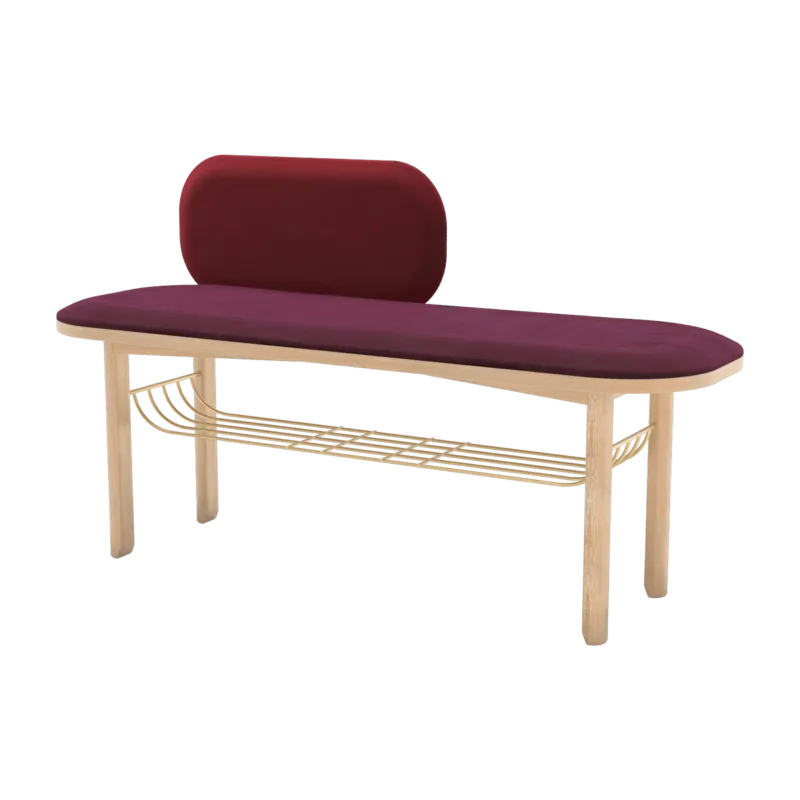 Banc velours rouge avec dossier Eustache - Hartô - The Cool Republic