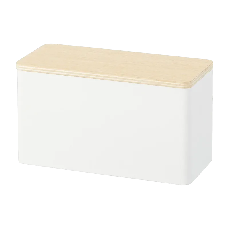 Boîte de rangement en acier blanc et contreplaqué Rin - Yamazaki - The Cool Republic