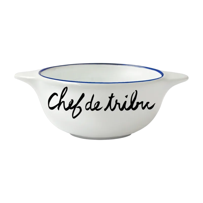 Bol breton en faïence blanche Chef de Tribu - Pied de poule - The Cool Republic