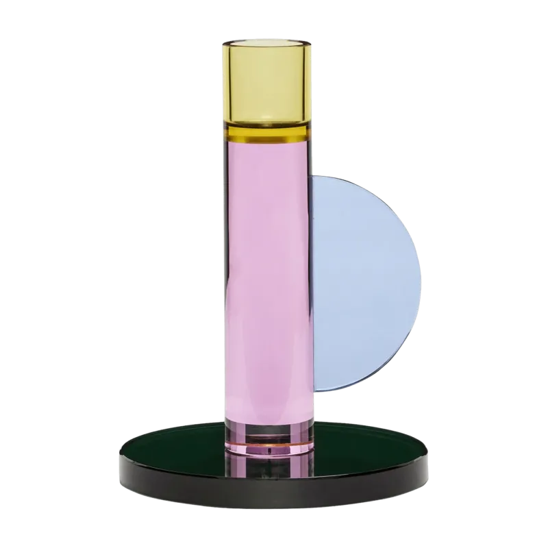 Bougeoir en cristal rose Astro - Hübsch - The Cool Republic