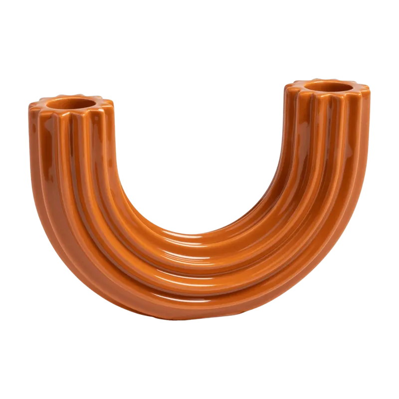 Bougeoir en dolomite marron 16,5 cm Churros - &Klevering - The Cool Republic
