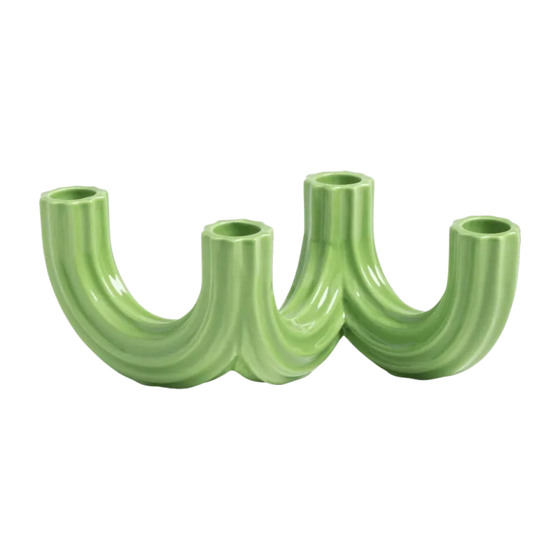 Bougeoir en dolomite vert 21,5 cm Churros - &Klevering - The Cool Republic