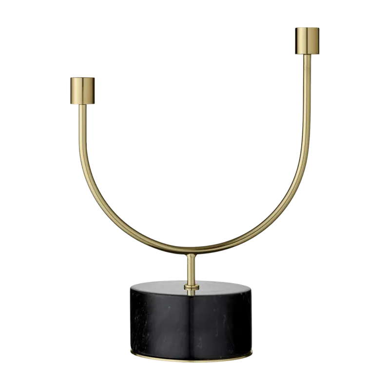 Bougeoir noir et doré 12 cm Grasil - AYTM - The Cool Republic