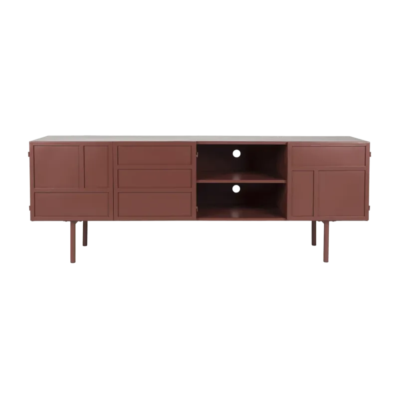 Buffet en bois et métal rouge 160x36x58cm Siena - The Cool Republic - The Cool Republic