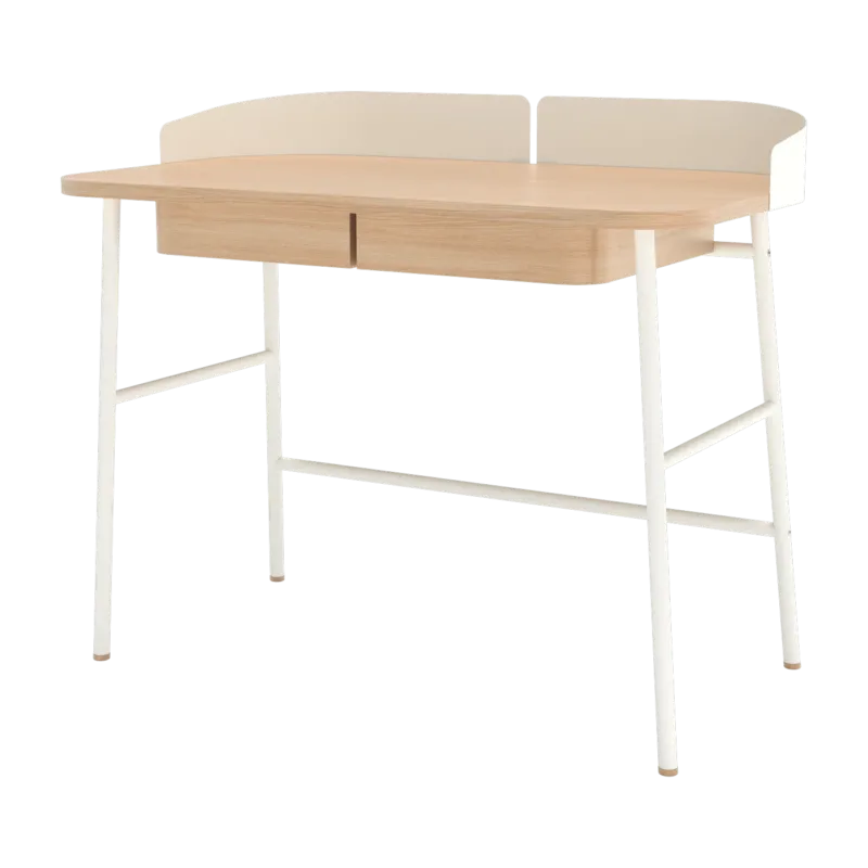 Bureau en placage chêne et métal blanc 100 x 60 x 81,5 cm Victor - Hartô - The Cool Republic