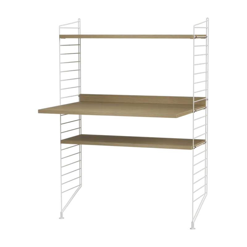 Bureau modulable en chêne et acier blanc 80 x 115 x 58 cm Combinaison H - String furniture - The Cool Republic