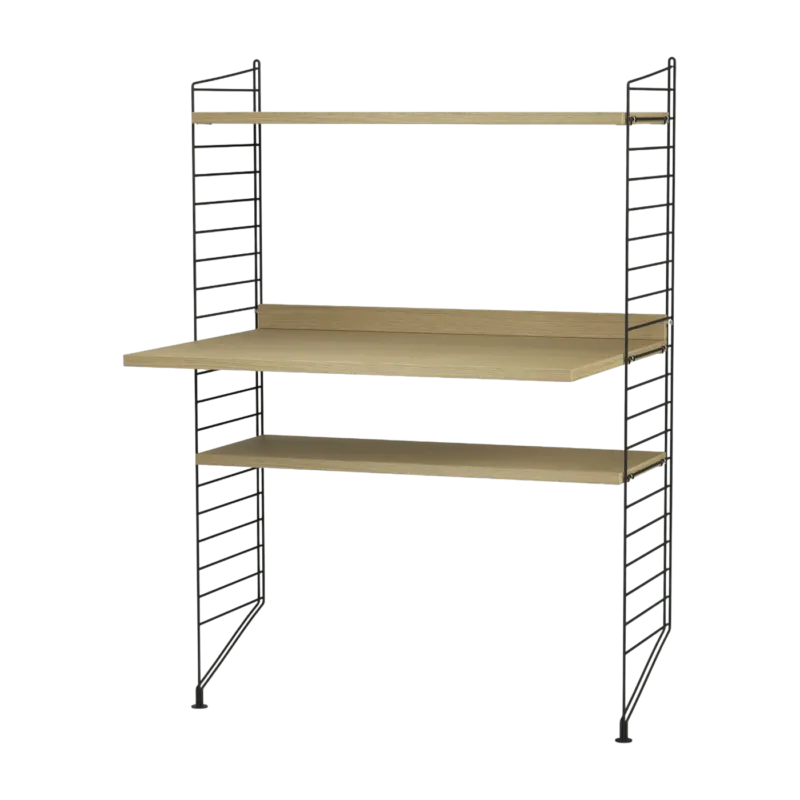 Bureau modulable en chêne et acier noir 80 x 115 x 58 cm Combinaison H - String furniture - The Cool Republic