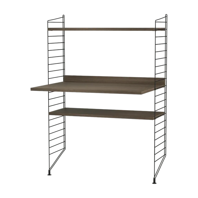 Bureau modulable en noyer et acier noir 80 x 115 x 58 cm Combinaison H - String furniture - The Cool Republic