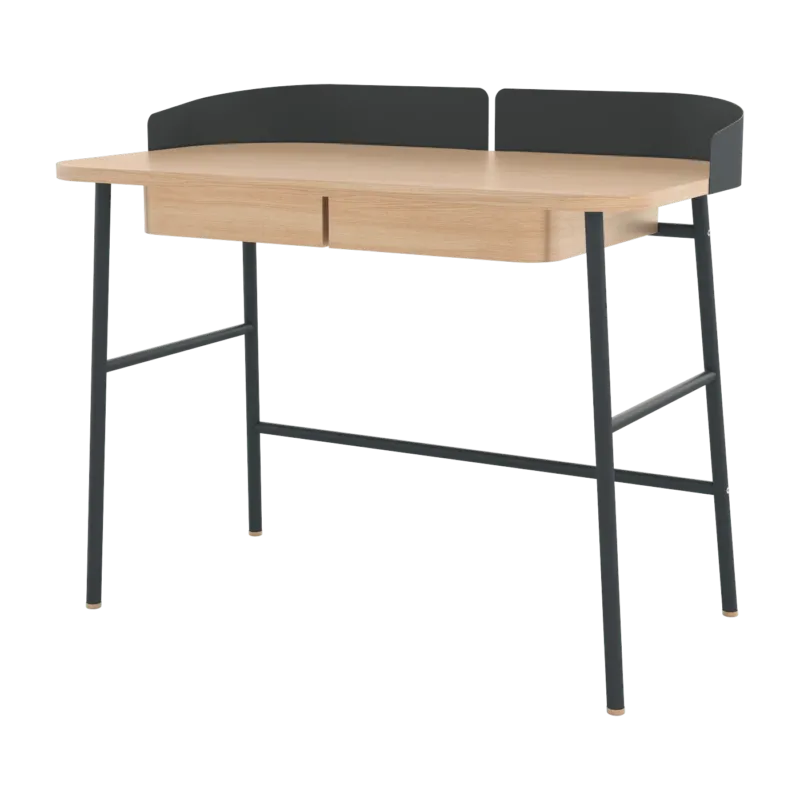 Bureau placage chêne naturel et métal noir 100 x 60 x 81,5 cm Victor - Hartô - The Cool Republic
