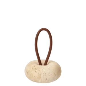Butoir de porte rond en travertin beige 14 cm Wa - Ferm Living - The Cool Republic