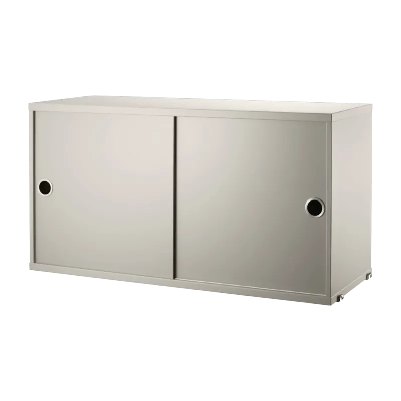 Caisson 2 portes coulissantes en MDF beige 78 x 30 x 42 cm - String furniture - The Cool Republic