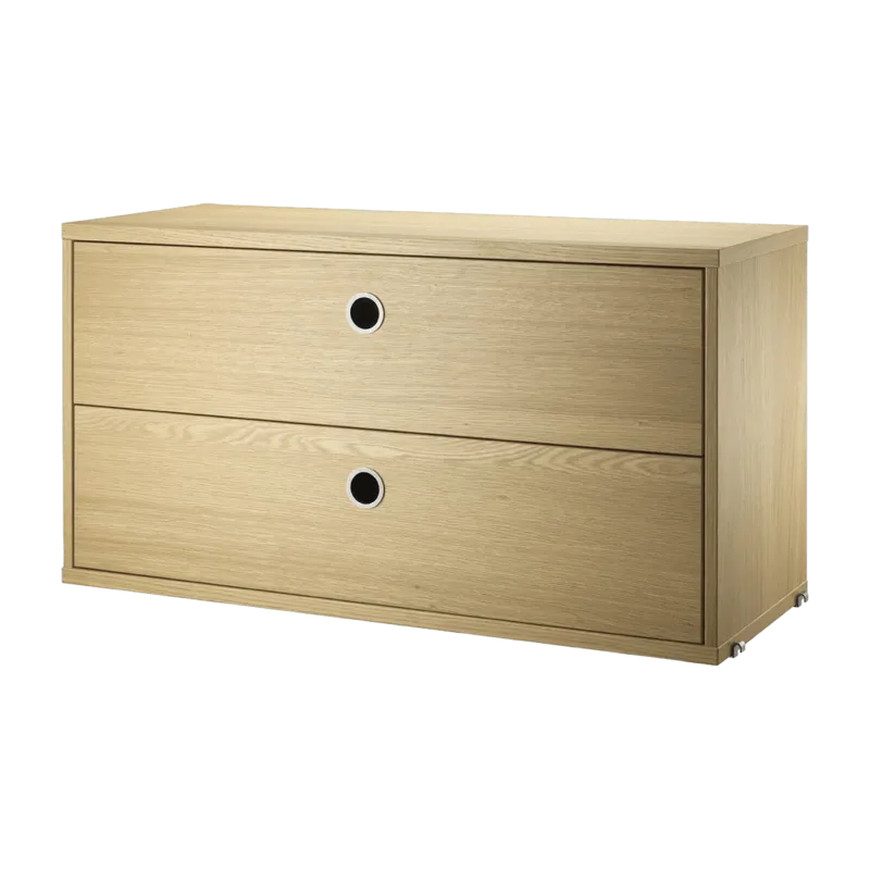 Caisson 2 tiroirs en chêne 78 x 30 x 42 cm - String furniture - The Cool Republic