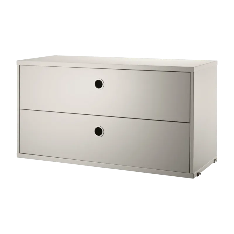 Caisson 2 tiroirs en MDF beige l78 cm - String furniture - The Cool Republic