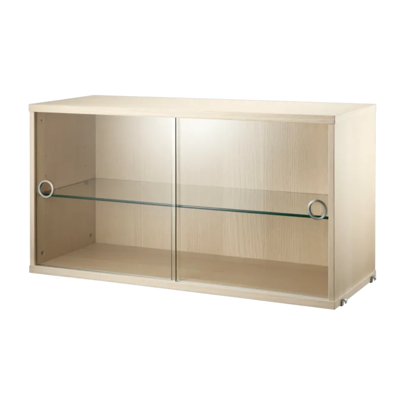 Caisson en frêne avec 2 portes vitrées - String furniture - The Cool Republic