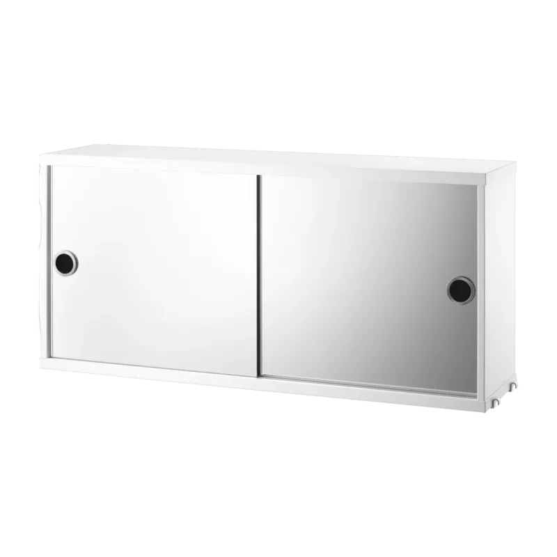 Caisson en mdf blanc et deux portes miroirs 78 x 30 x 37 cm - String furniture - The Cool Republic