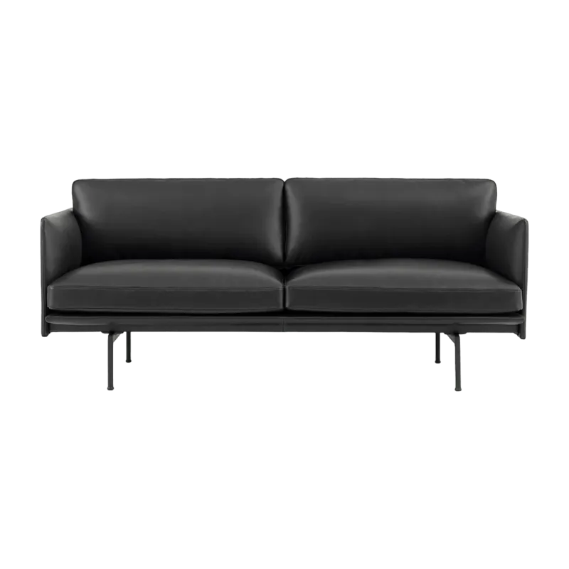Canapé 2 places en cuir noir Outline - Muuto - The Cool Republic