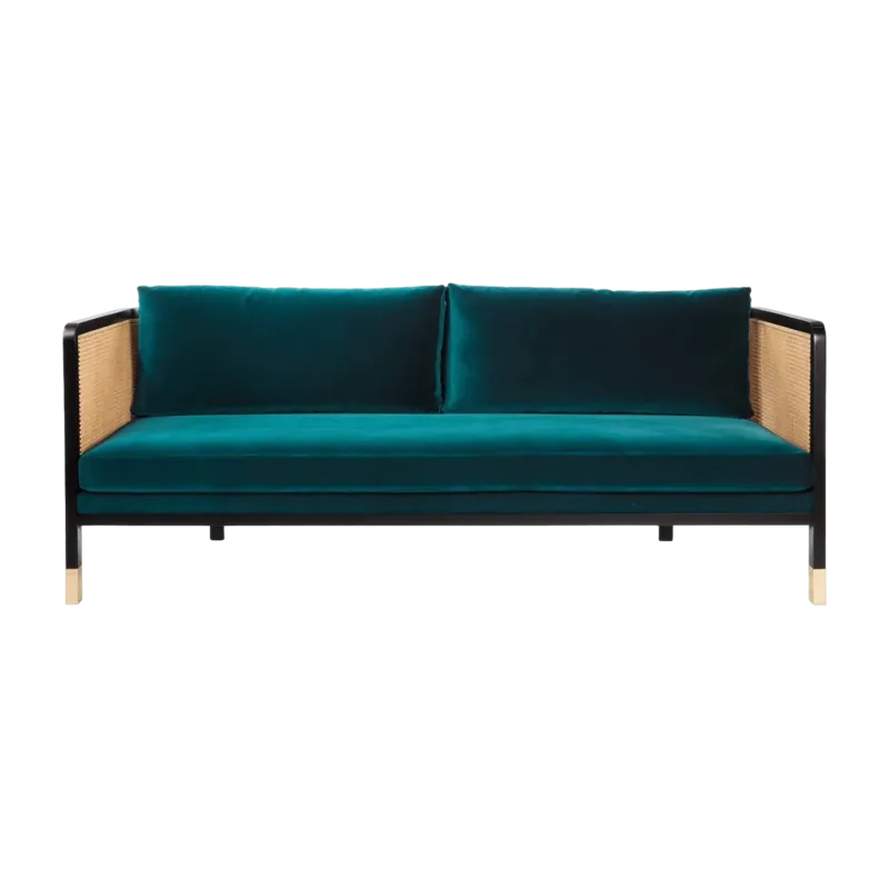 Canapé 3 places en velours bleu canard Cannage - RED Edition - The Cool Republic
