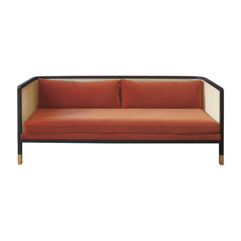 Canapé 3 places en velours rouge orangé Cannage - RED Edition - The Cool Republic
