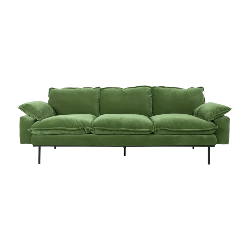 Canapé 3 places en velours vert Retro - Hkliving - The Cool Republic