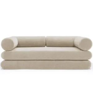 Canapé convertible avec deux coussins d'angles en polyester recyclé beige 200x90x65cm Circlus - Inovation Living - The Cool Republic