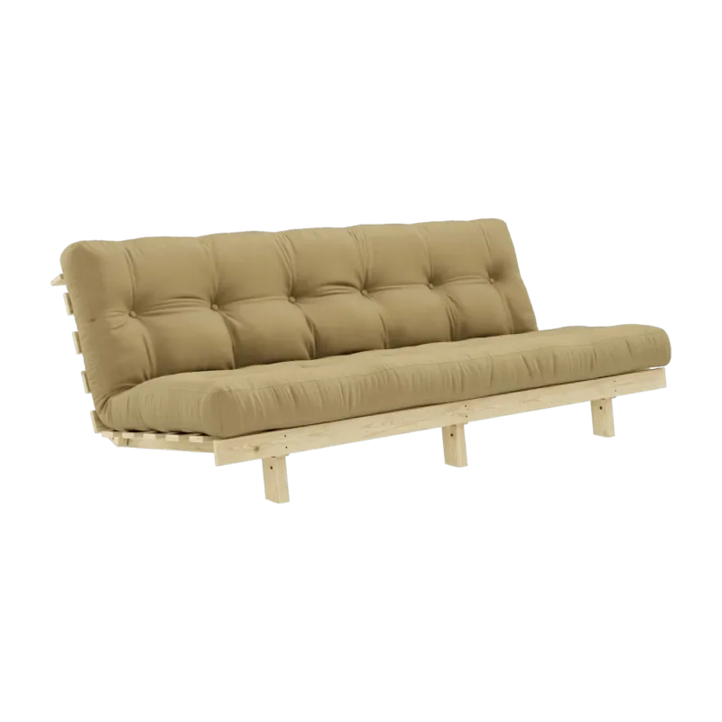 Canapé convertible en bois de pin et matelas beige blé 100x190cm Lean - Karup Design - The Cool Republic