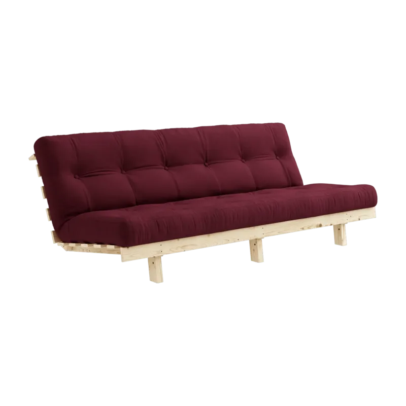 Canapé convertible en bois de pin et matelas bordeaux 100x190cm Lean - Karup Design - The Cool Republic