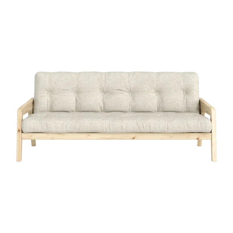 Canapé convertible en pin avec son matelas futon soft chalk Grab - Karup Design - The Cool Republic