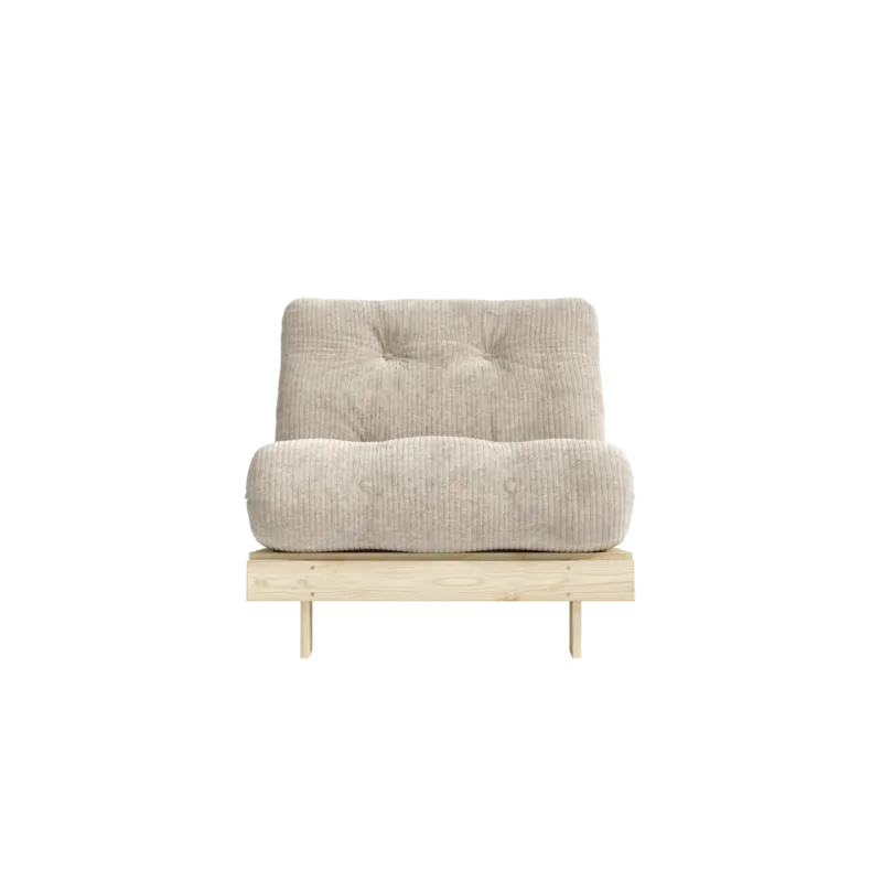 Canapé-lit en pin massif avec matelas crème 90x200cm Roots - Karup - The Cool Republic